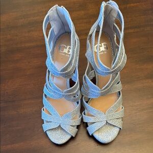 Gianni Bini Shimmering Silver Strappy Heels